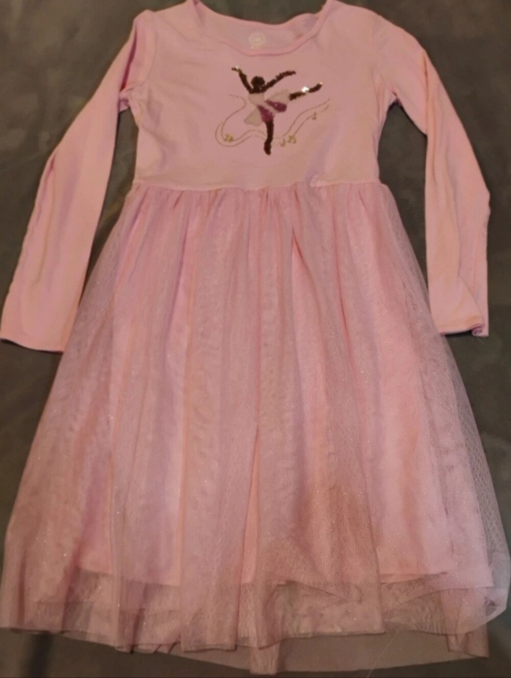 Wonder Nation Girls Pink Ballerina Sequin Tutu Dress Long Sleeve - XXL 18